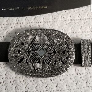 Chico's black leather belt size L